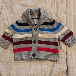 GAP Kids Striped Cardigan - Gray, Blue, Red